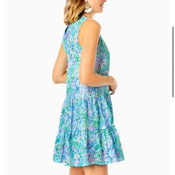 Lilly Pulitzer Trina Dress Surf Blue Soleil It On Me Size Large NWT - Picture 3 of 6